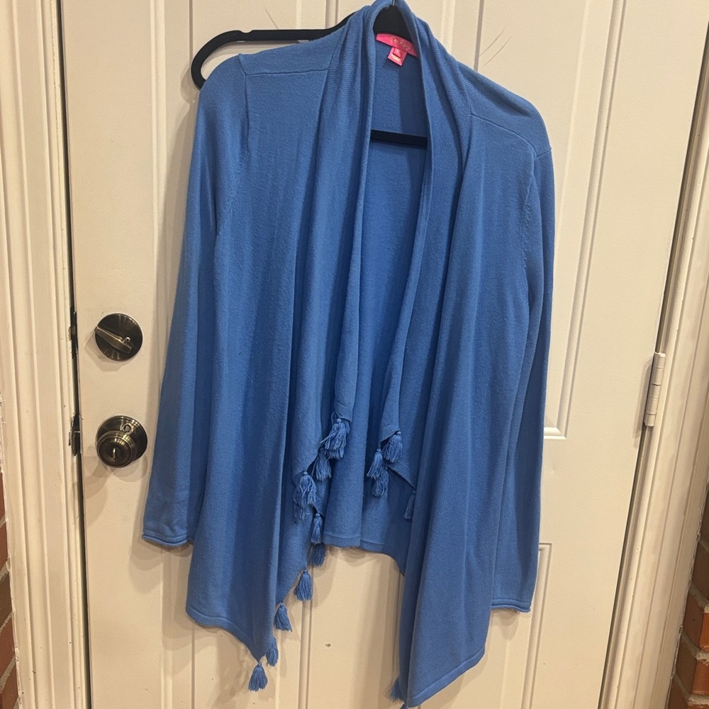 Lilly Pulitzer Blue Tassel Cardigan